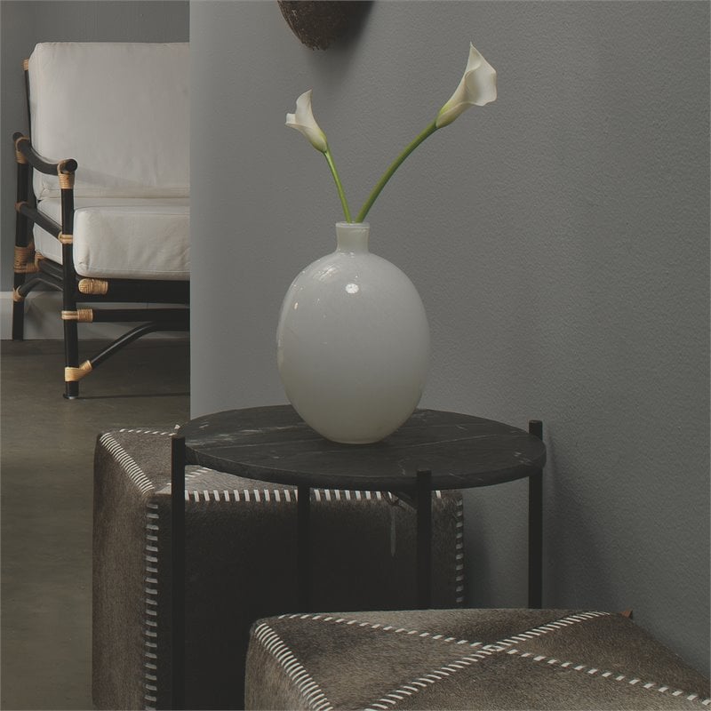 Pemberly Row Contemporary Glass Decorative Vases in White (Set of 2)