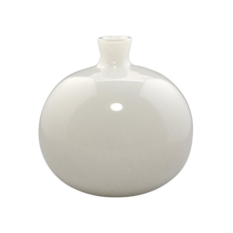 Pemberly Row Contemporary Glass Decorative Vases in White (Set of 2)