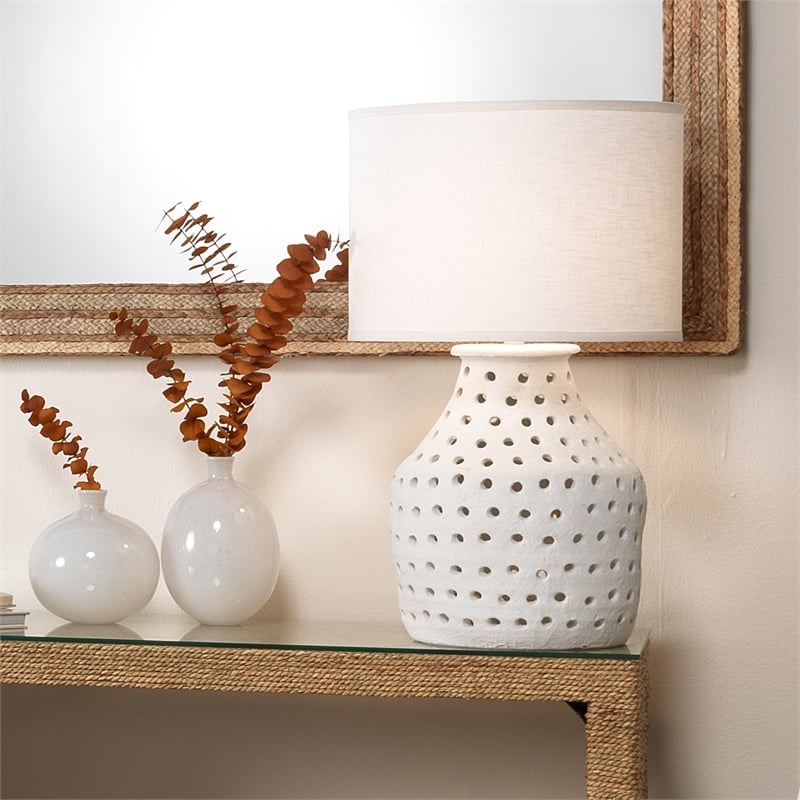 Pemberly Row Contemporary Glass Decorative Vases in White (Set of 2)
