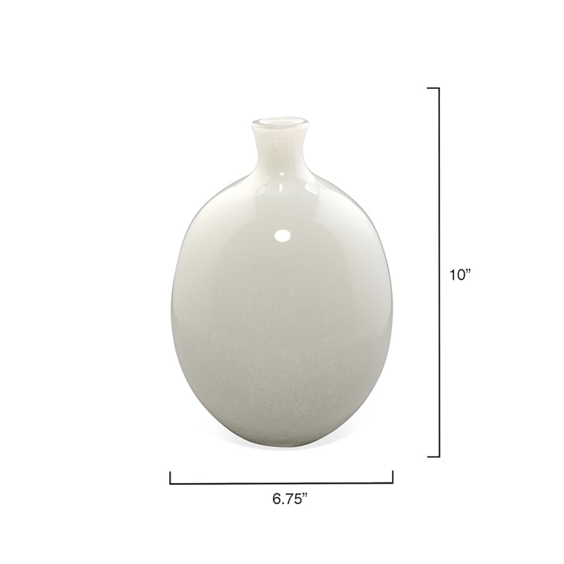 Pemberly Row Contemporary Glass Decorative Vases in White (Set of 2)