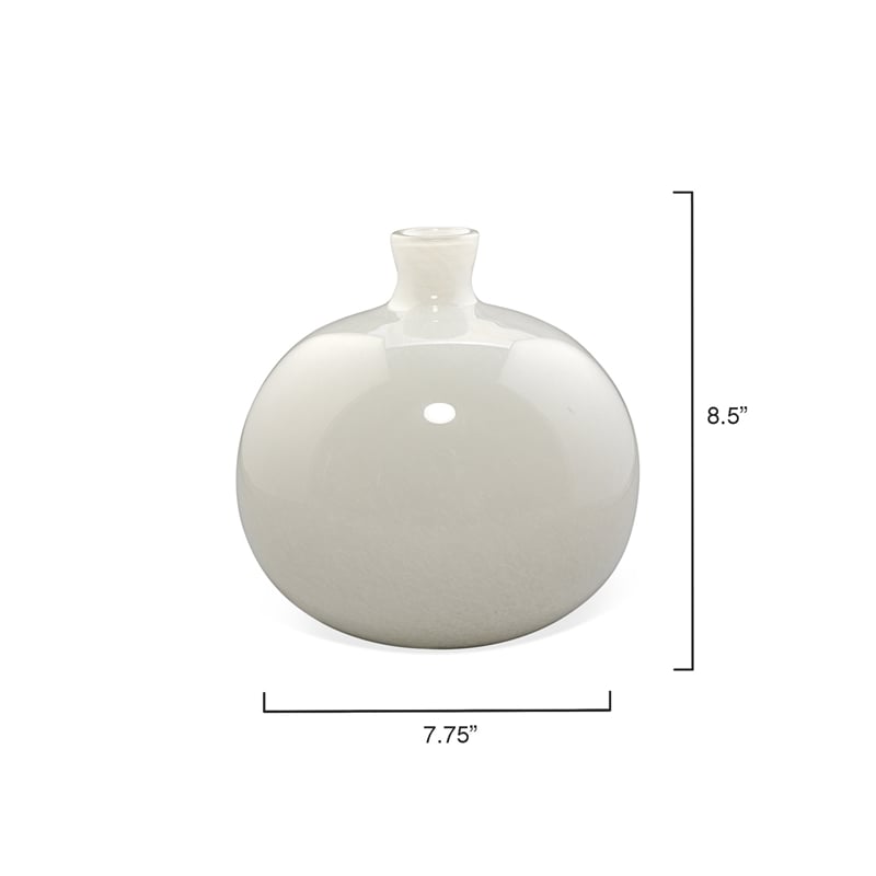 Pemberly Row Contemporary Glass Decorative Vases in White (Set of 2)
