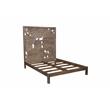Pemberly Row Modern Solid Wood Hand Carved Motif Queen Bed in Tan