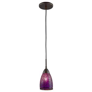 Pemberly Row 1-Light Glass Mini-Pendant in Bronze/Mosaic Purple