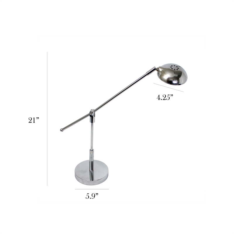 Pemberly Row Contemporary Metal Swing Arm LED Desk Lamp in Chrome