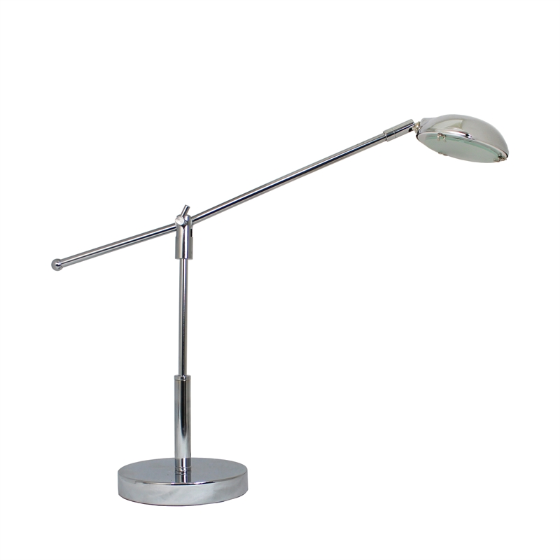 Pemberly Row Contemporary Metal Swing Arm LED Desk Lamp in Chrome