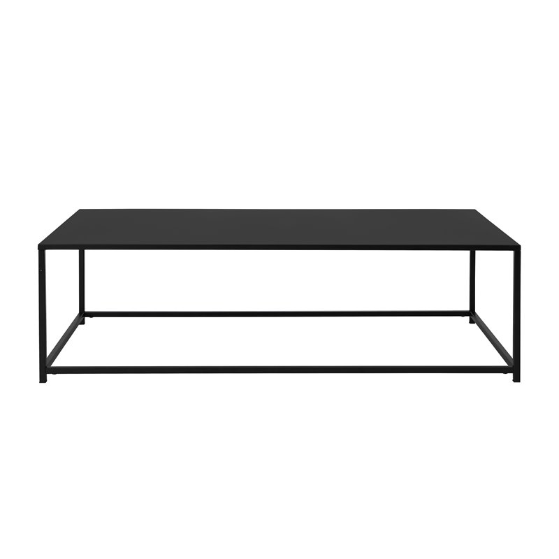 Pemberly Row Contemporary Rectangular Metal Coffee Table in Black