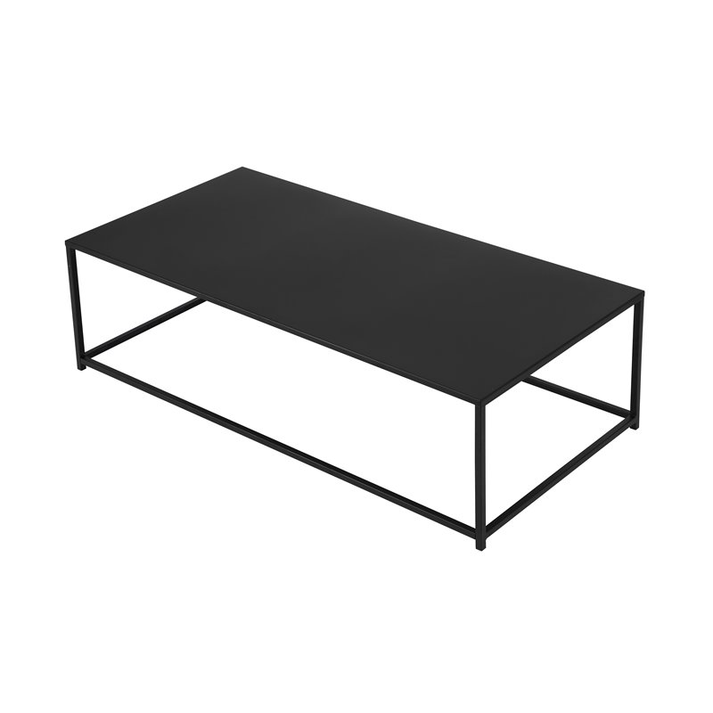 Pemberly Row Contemporary Rectangular Metal Coffee Table in Black