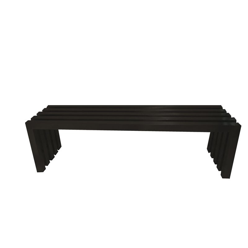 Pemberly Row Contemporary Rectangular Steel Metal Bench in Black