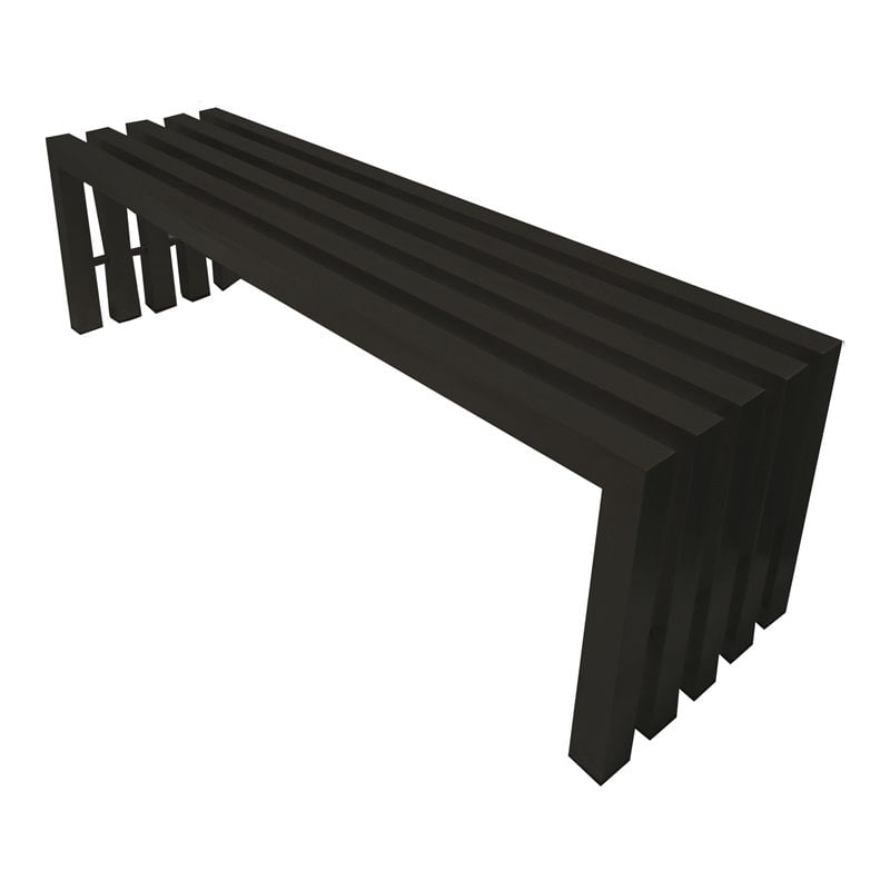 Pemberly Row Contemporary Rectangular Steel Metal Bench in Black