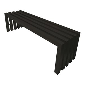 Pemberly Row Contemporary Rectangular Steel Metal Bench in Black
