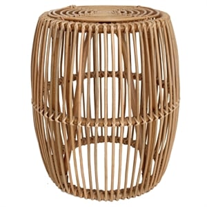 Pemberly Row Modern 20.5&quot Round Rattan End Table in Natural/Honey