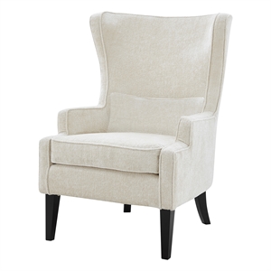 Pemberly Row Modern 21&quot Fabric Wing Accent Arm Chair in Opus Cream