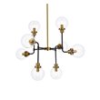 Pemberly Row 8-Light Metal Pendant with Clear Shade in Black and Brass