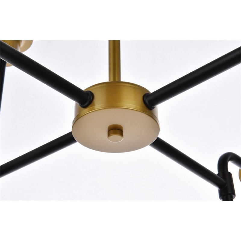 Pemberly Row 8-Light Metal Pendant with Clear Shade in Black and Brass