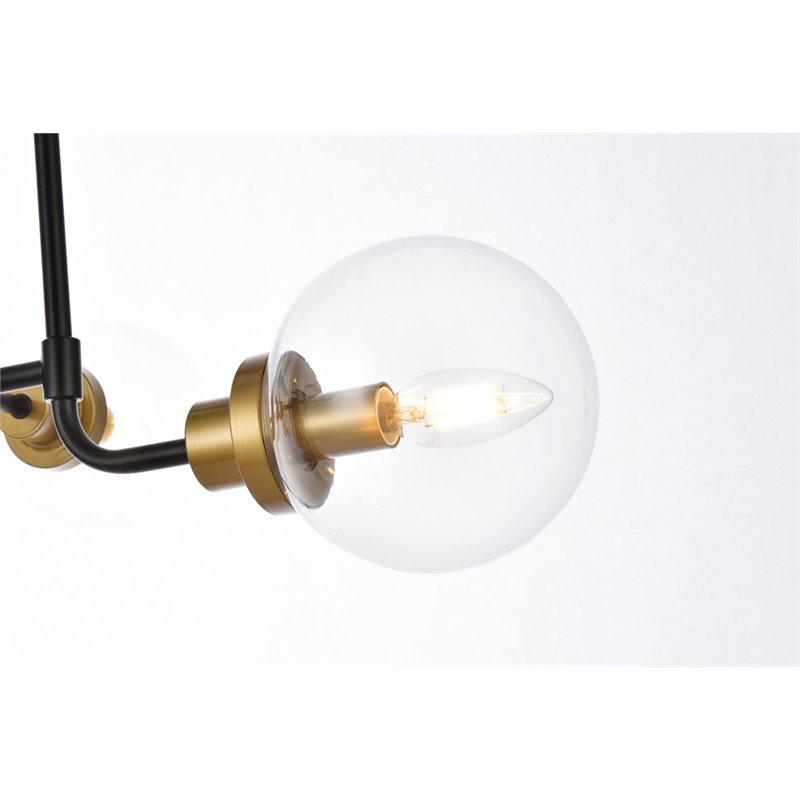 Pemberly Row 8-Light Metal Pendant with Clear Shade in Black and Brass