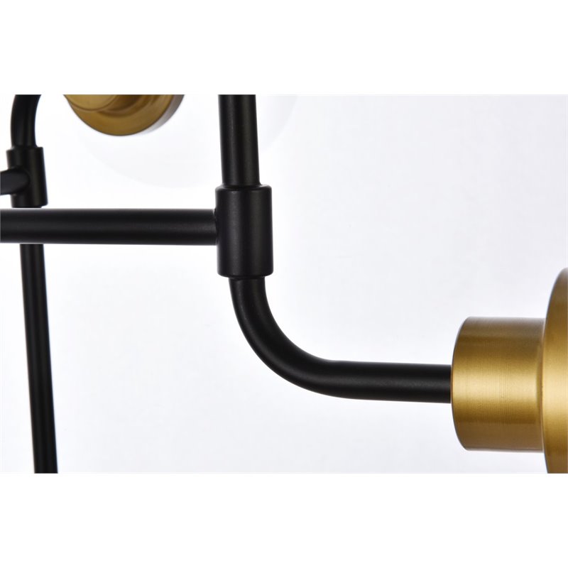 Pemberly Row 8-Light Metal Pendant with Clear Shade in Black and Brass