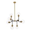 Pemberly Row 8-Light Metal Pendant with Clear Shade in Black and Brass