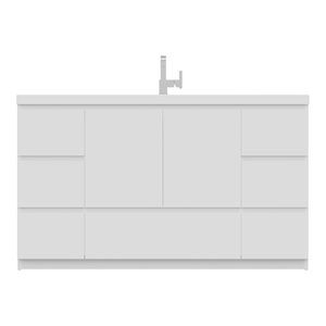 Pemberly Row 60&quot Wood Single Freestanding Bathroom Vanity in White