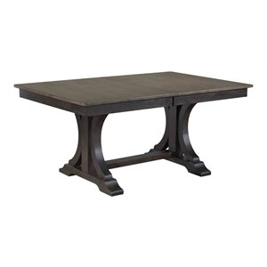 Pemberly Row Rubberwood Dining Table in Gray Stone/Black Stone