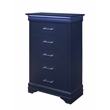 Pemberly Row Traditional Charlie Blue Wood 5-Drawer Chest with LED