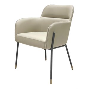 Pemberly Row 15&quot Vegan Faux Leather and Iron Dining Chair in Gray/Black