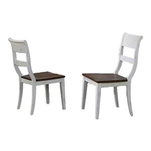 Pemberly Row 37.5&quot Wood Dining Side Chairs in Cocoa/White (Set of 2)