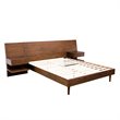 Pemberly Row Solid Wood Queen Bed with 2 Nightstand in Pecan Brown