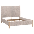 Pemberly Row Contemporary Fabric Queen Bed in Off White/Gray
