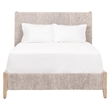 Pemberly Row Contemporary Fabric Queen Bed in Off White/Gray