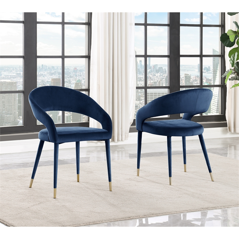 Pemberly Row Contemporary Velvet Navy Dining Chairs (Set of 2)