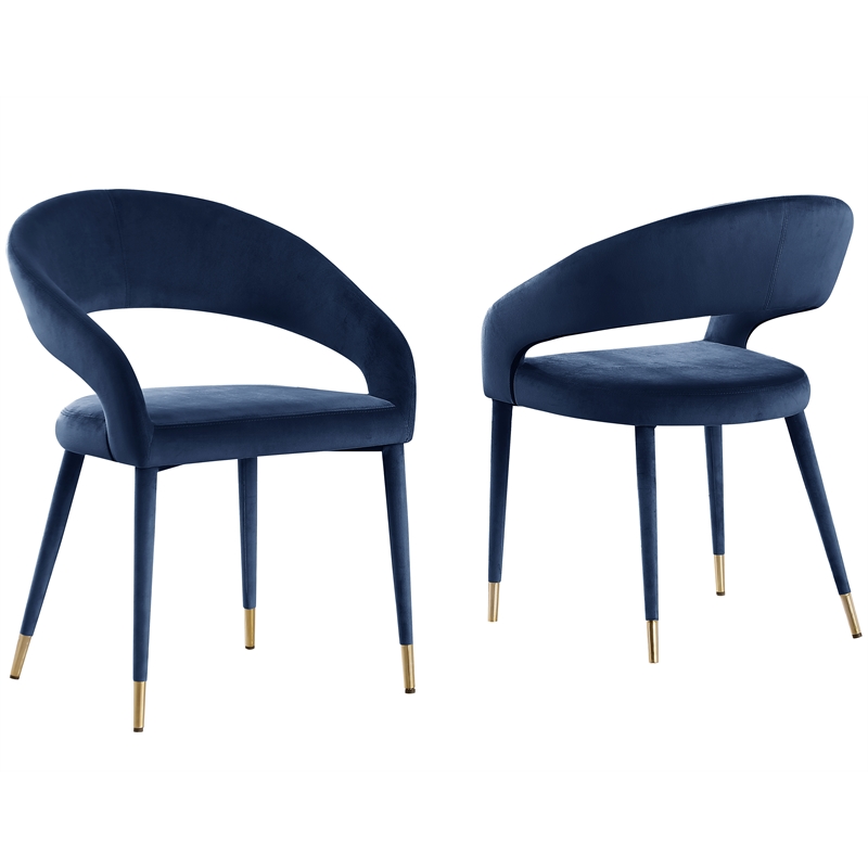 Pemberly Row Contemporary Velvet Navy Dining Chairs (Set of 2)