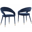 Pemberly Row Contemporary Velvet Navy Dining Chairs (Set of 2)