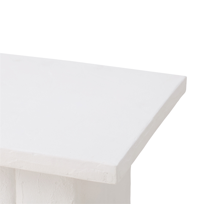 Pemberly Row Contemporary White Concrete Textured Side Table