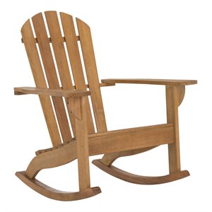 Pemberly Row Eucalyptus Wood Outdoor Adirondack Chair in Teak Natural