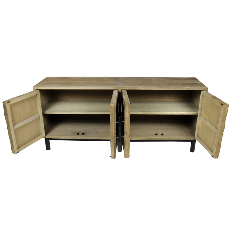 Pemberly Row 4-Door Sideboard in Reclaimed and New Elm Wood in Natural