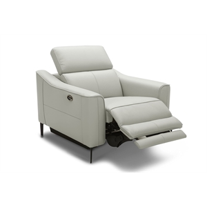 Pemberly Row Modern Leather Armchair with Electric Recliner in Gray