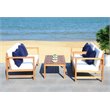 Pemberly Row 4-Piece Eucalyptus Wood Set in Teak Brown and Beige