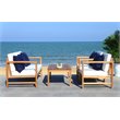 Pemberly Row 4-Piece Eucalyptus Wood Set in Teak Brown and Beige