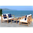 Pemberly Row 4-Piece Eucalyptus Wood Set in Teak Brown and Beige