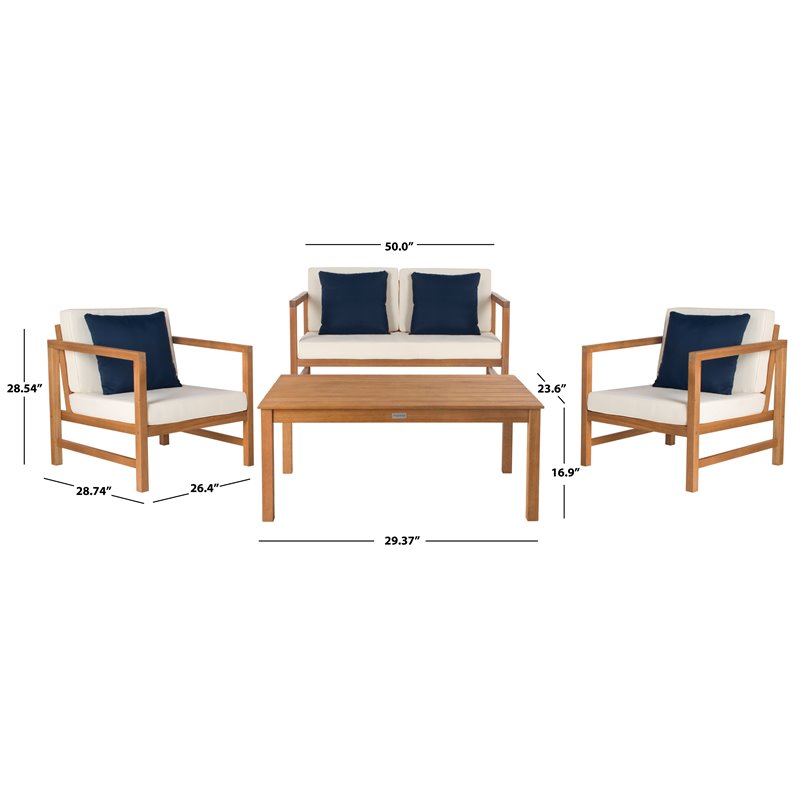 Pemberly Row 4-Piece Eucalyptus Wood Set in Teak Brown and Beige