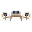 Pemberly Row 4-Piece Eucalyptus Wood Set in Teak Brown and Beige