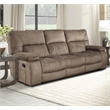 Pemberly Row Polyester Manual Triple Reclining Sofa in Kona Brown