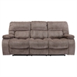 Pemberly Row Polyester Manual Triple Reclining Sofa in Kona Brown