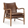 Pemberly Row Transitional Leather Club Chair in Chestnut/Honey Brown