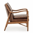 Pemberly Row Transitional Leather Club Chair in Chestnut/Honey Brown