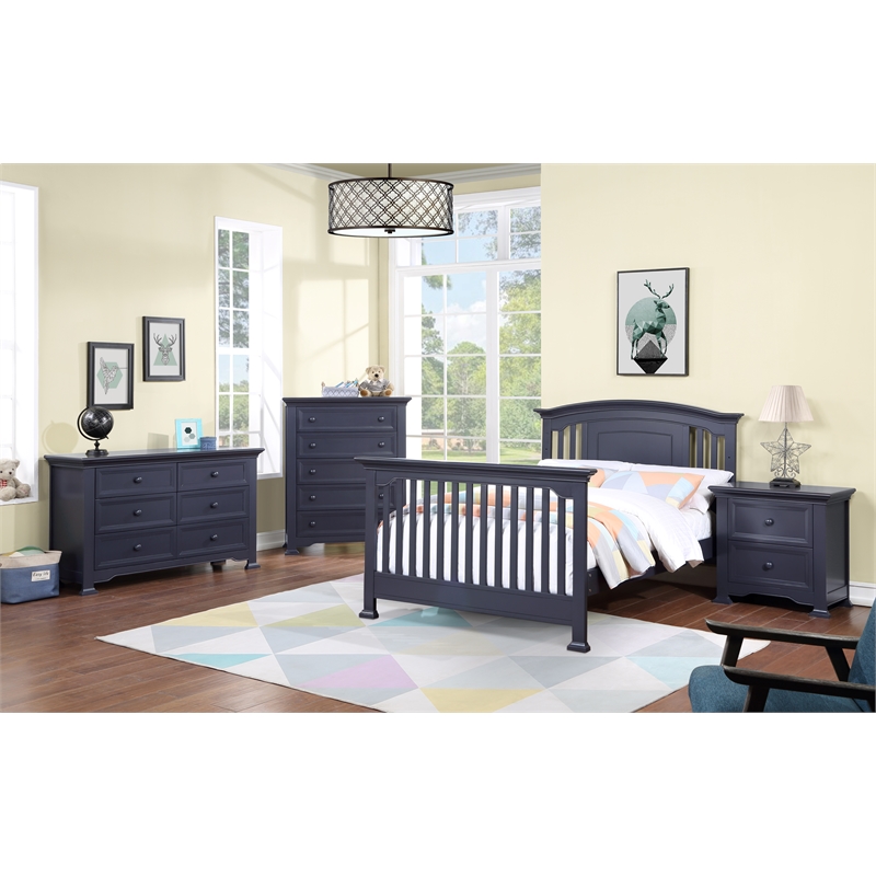 Pemberly Row Traditional Wood Full Bed Conversion Kit in Mystic Blue