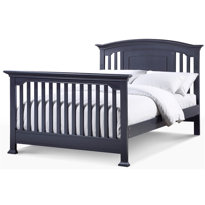 Pemberly Row Traditional Wood Full Bed Conversion Kit in Mystic Blue