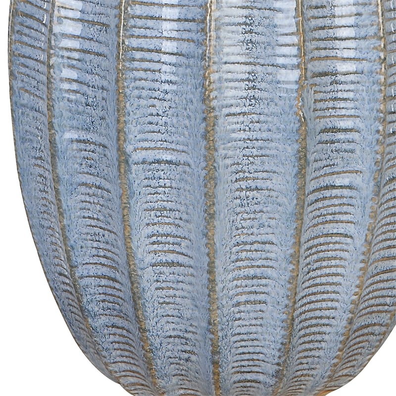 Pemberly Row Farmhouse Steel and Ceramic Table Lamp in Blue Finish