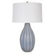 Pemberly Row Farmhouse Steel and Ceramic Table Lamp in Blue Finish