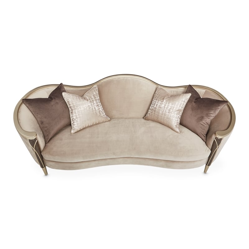 Pemberly Row Contemporary Velvet Sofa in Porcini/Hazelnut Brown